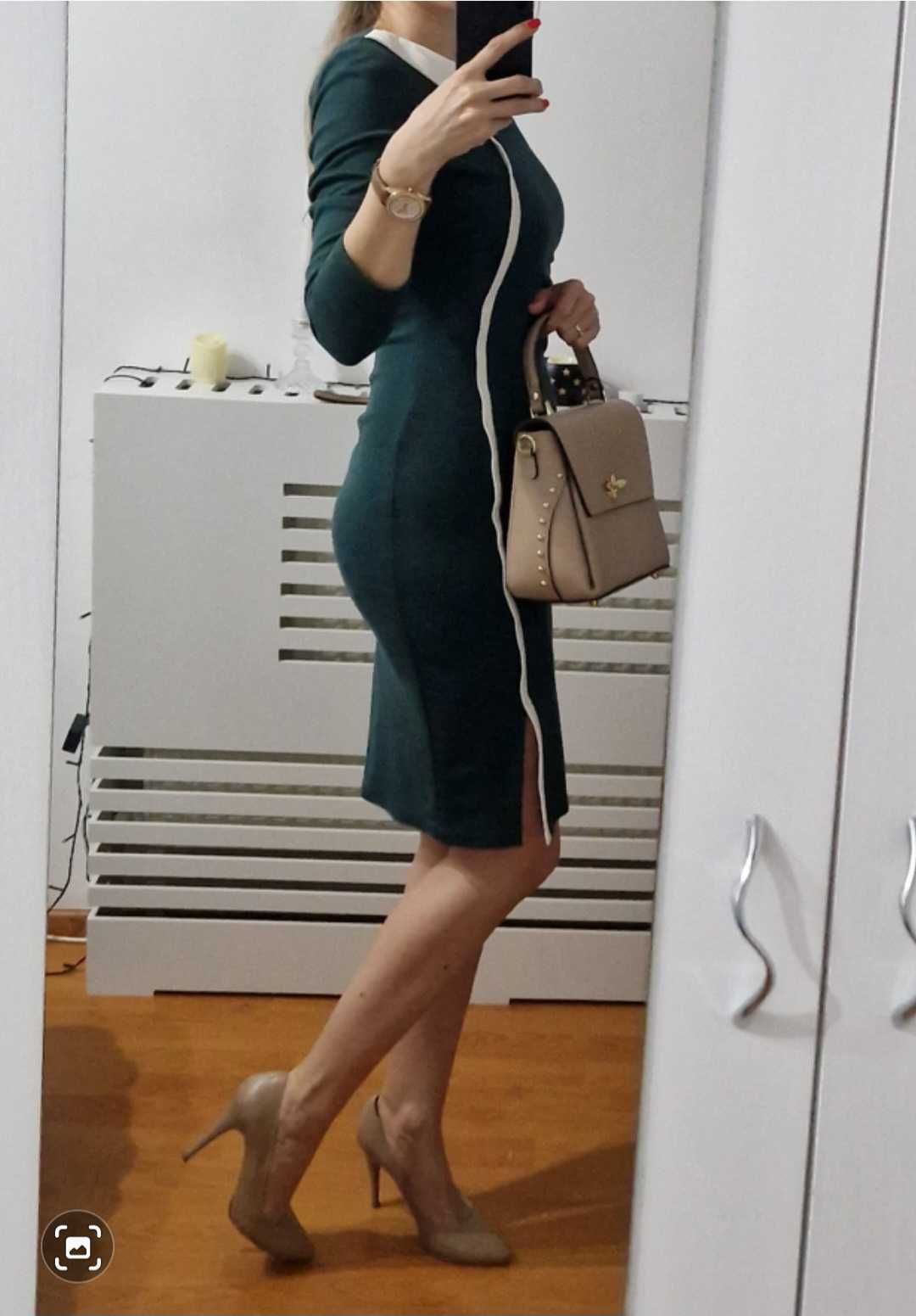 Rochie verde inchis eleganta