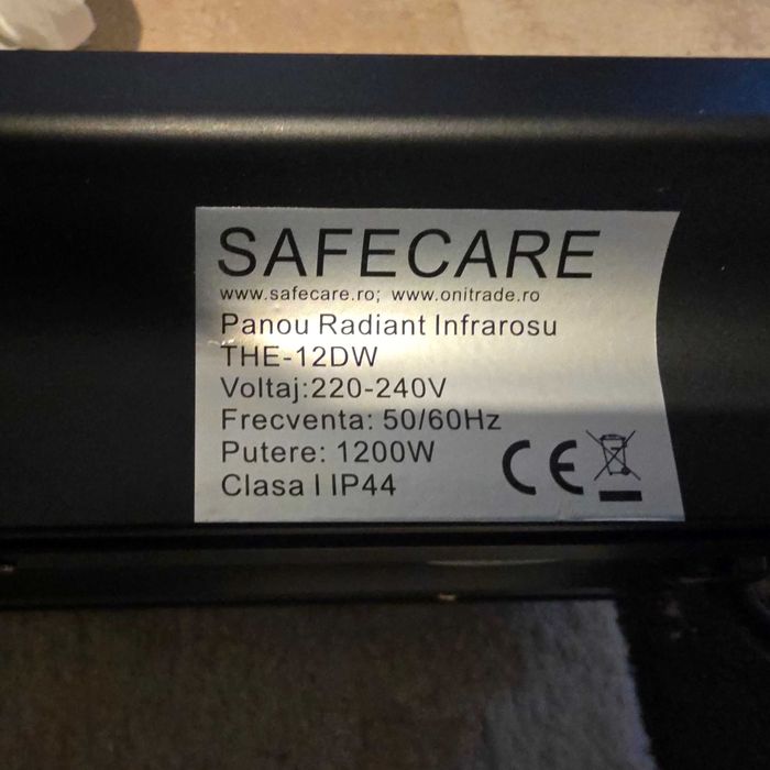 Panou Radiant Incalzire, cu Infrarosu 1200W, Negru, Safecare
