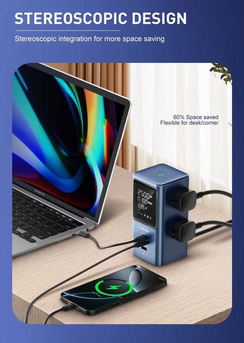 "LDNIO"  SC2 45W PD- зарядное устройство , сетевой фильтр 2500 Вт