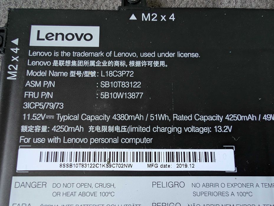 2xBaterie originala Laptop Lenovo T490 T14 in stare foarte buna.Testat