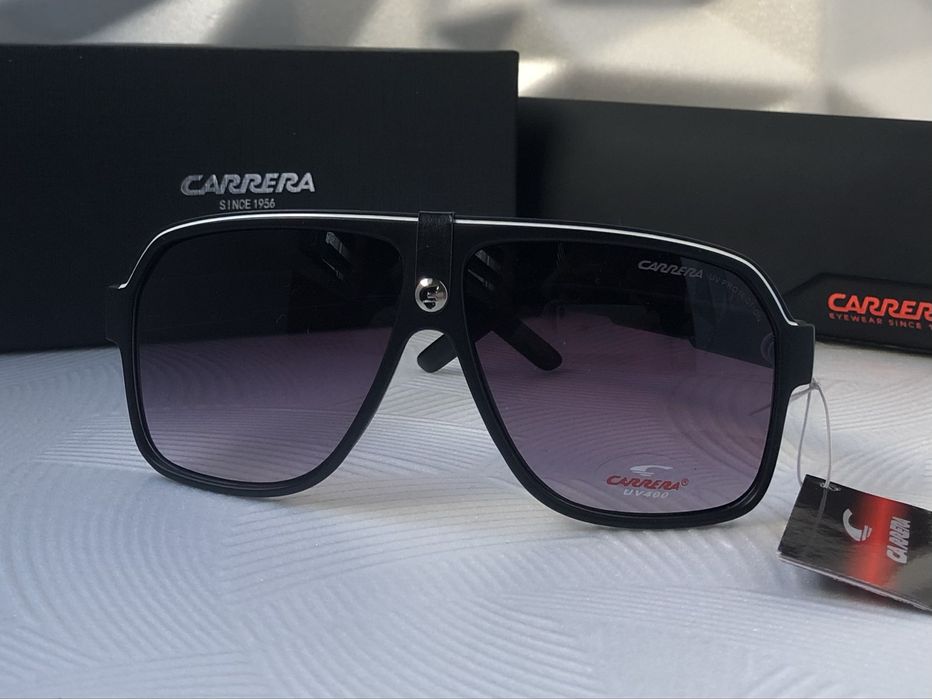 Мъжки слънчеви очила маска carrera черни с кожа