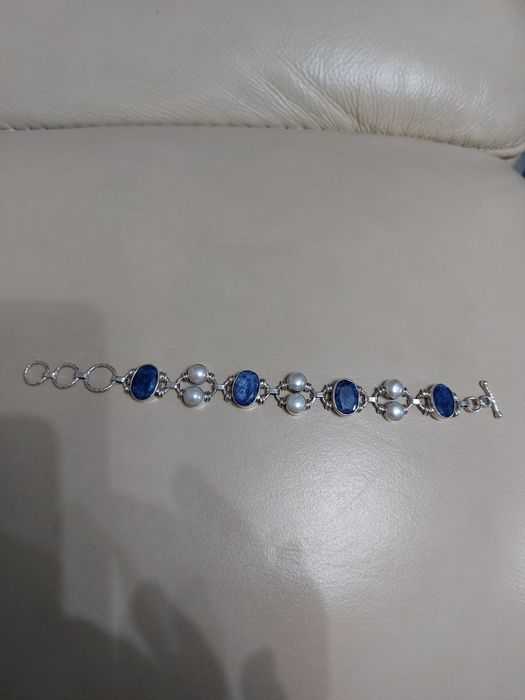 Vând brățară superba cu safire, perle si argint 925
