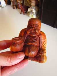 cadou rar Happy Buddha fericire sculptura miniatur feng shui,lemn Suar