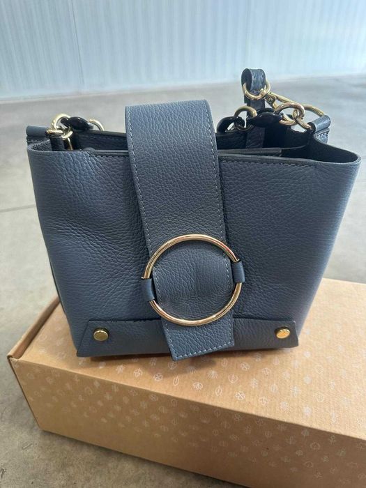 Geanta de piele naturala bleu Italia