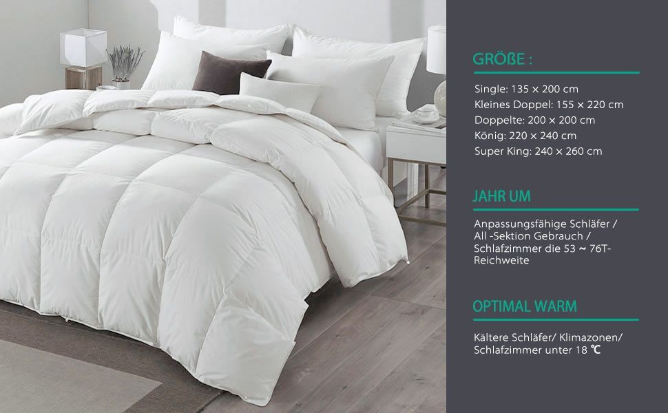 200x200см Премиум Зимна Завивка с Естествен Гъши Пух (1520гр), APSMILE