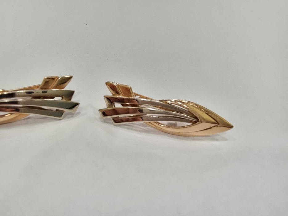 Дамски златни обеци - двуцвено злато