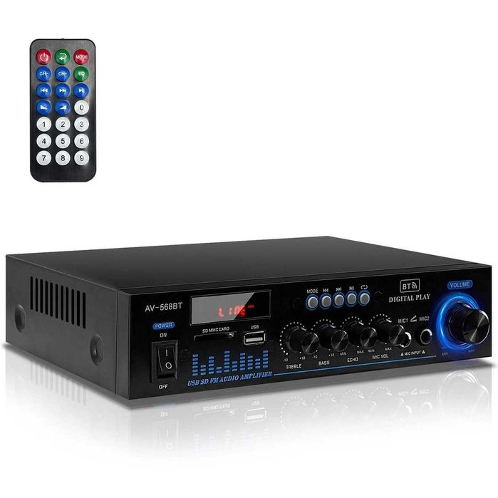 Amplificator Hi-Fi 1000W BT 5.0 cu radio FM și intrare USB – Portabil