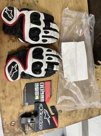 Manusa motor Alpinestars marime S piele negru alb rosu