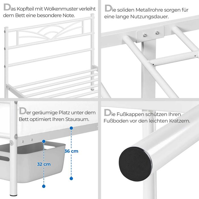 Pat metalic single modern si rezistent |S 615079 White (90x200cm)