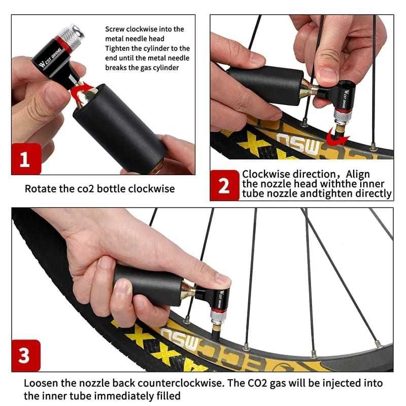 West Biking pompa portabilă de CO2 bicicleta aluminiu Mini pompa