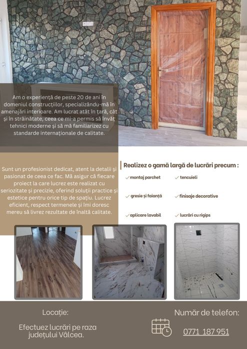 Meseriaș amenajări interioare