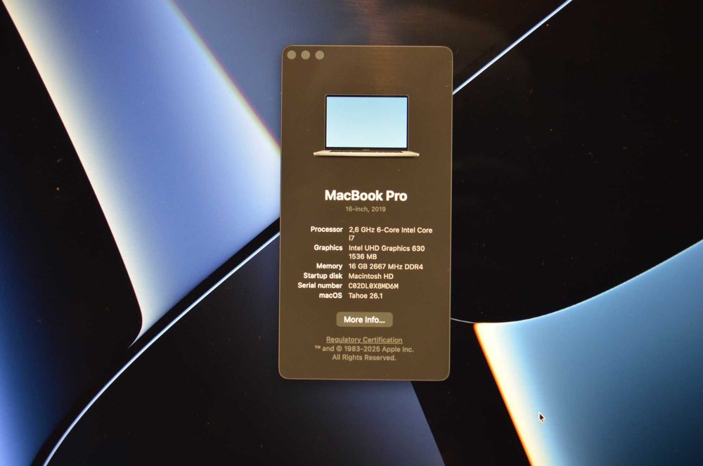 MacBook Pro 16-inch, i7 2,6GHz, 16GB RAM, 512GB SSD (2019)