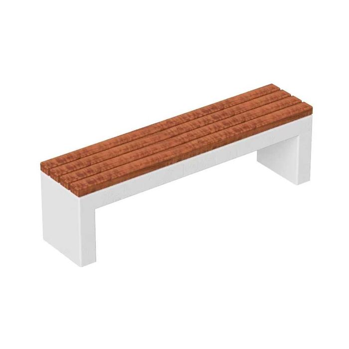 Banca stradala din beton cu marmura alba,sezut din lemn de brad 150 cm