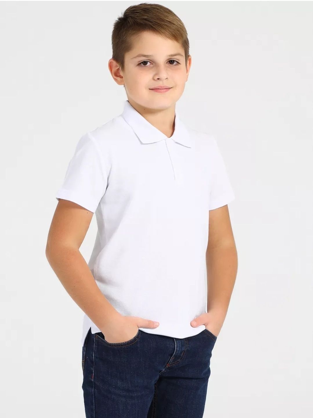 Белая футболка поло для мальчика
