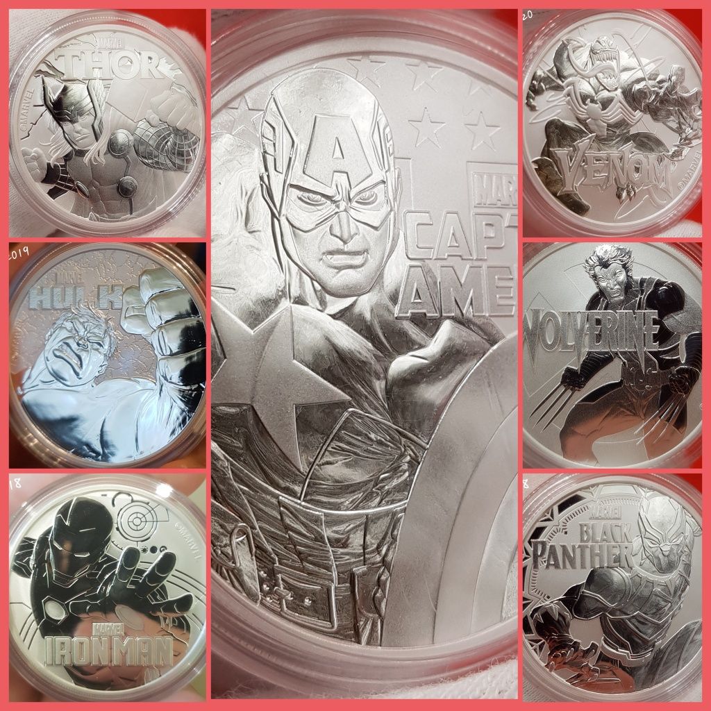 Supereroi Marvel DC Comics monede argint 999 lingou pur
