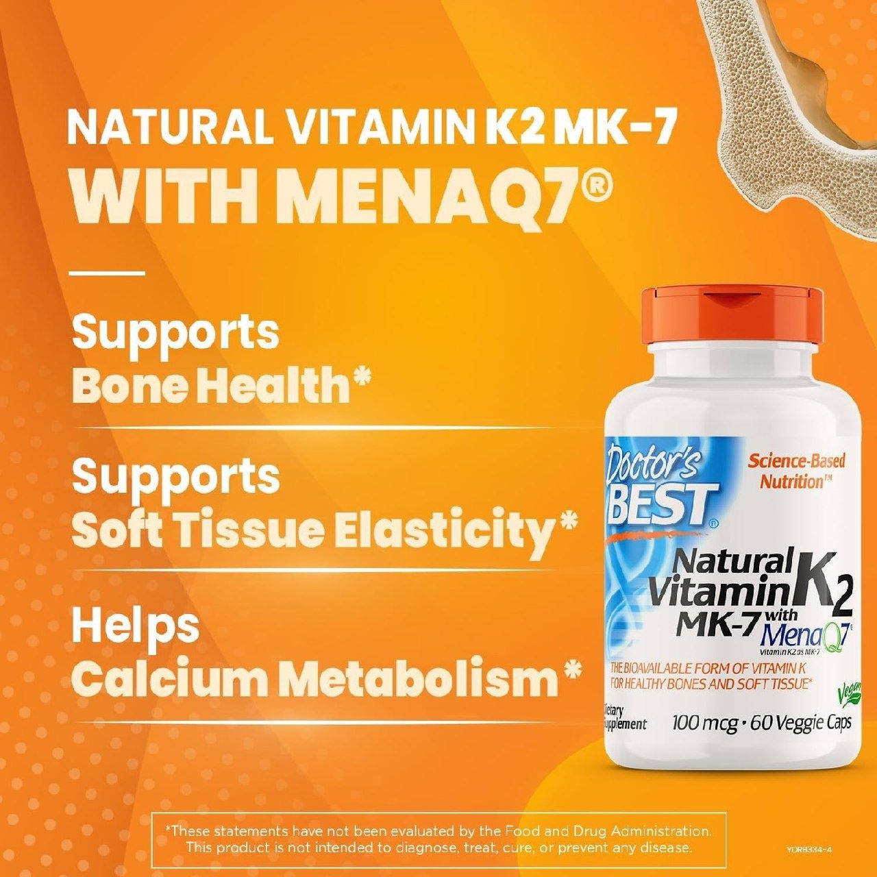 Doctor's Best Natural Витамин K2 Mk-7 с MenaQ7, 100 мкг добавки