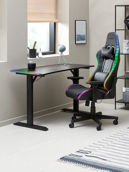 Геймърски стол RANUM с LED черна изкуствена кожа/черно
Геймърски