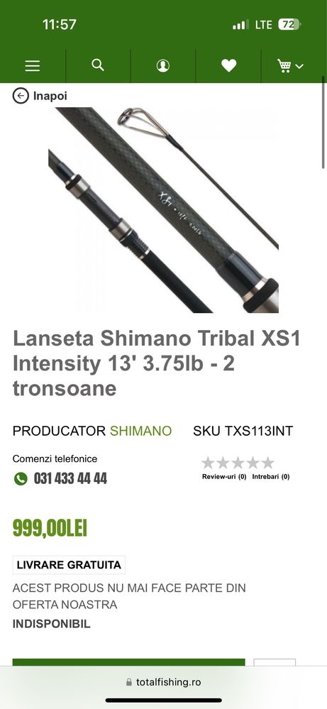 Lanseta Shimano Tribal XS1 Intensity