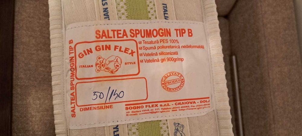 Saltea ortopedica gin gin spumogin 50 x 140 cm