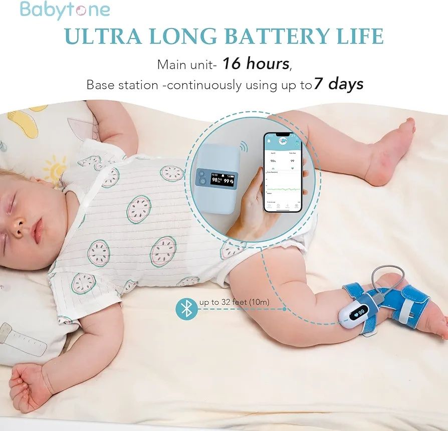 ТопЦена!Бебешки мониторинг  Babytone за сън, проследяване на ср. O2, п