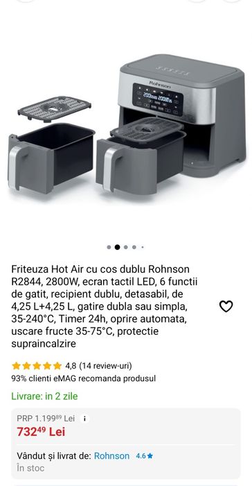Air fryer 8.5L cu accesorii suplimentare