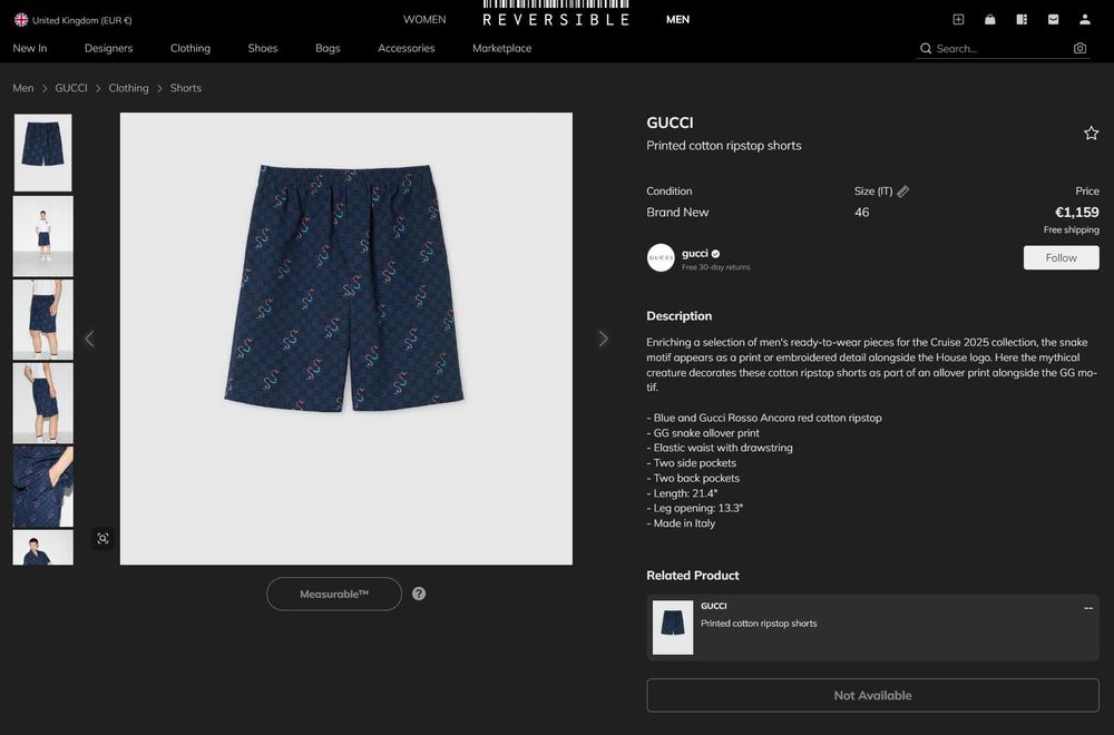 Лимитирана Риза Gucci Printed Cotton Ripstop (The Year of Snake)