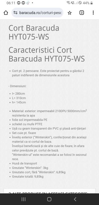Cort de pescuit Baracuda nou
