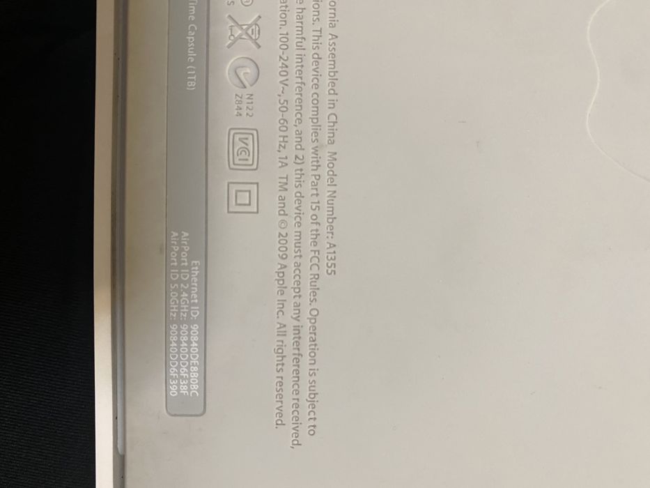 Vand router apple time capsule a1355 a1392 a1409