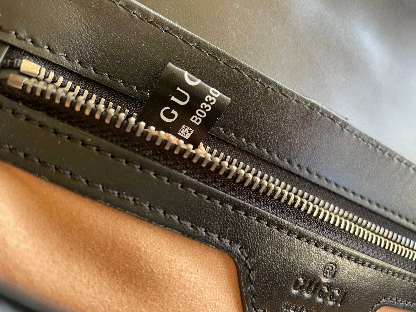Оригинална Гучи Черна Кожена чанта Gucci Marmont Дръжка И Синджир GG