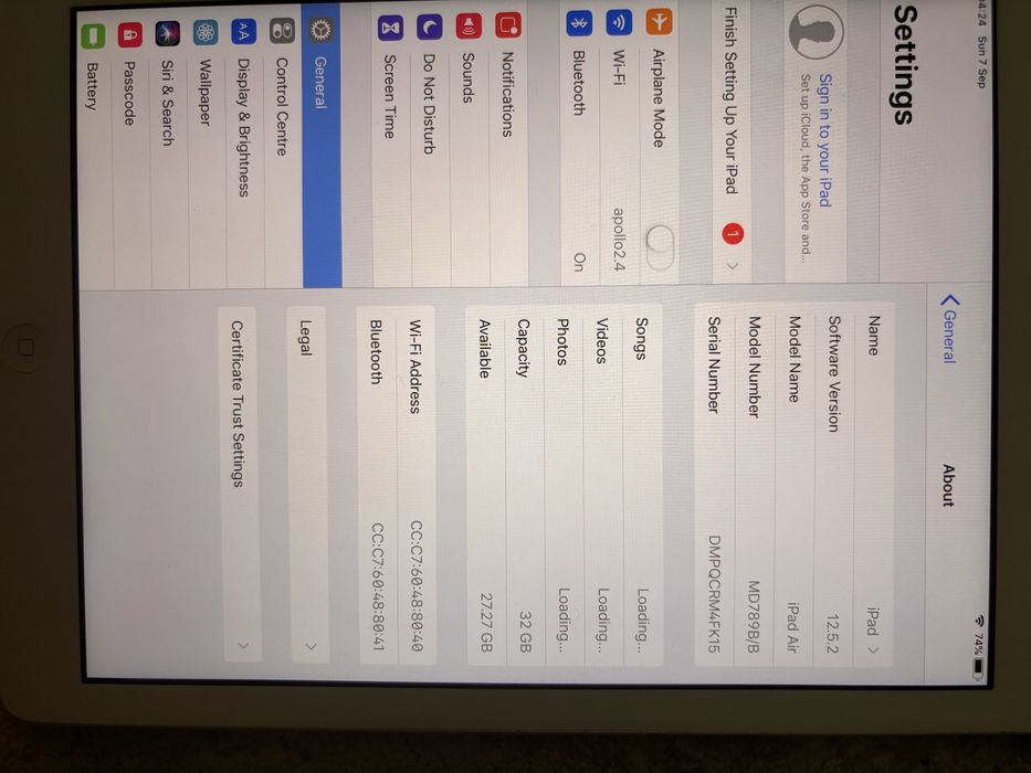 Ipad air 32gb 9/10 model 1474