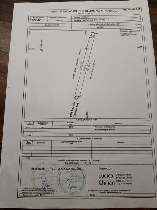 Vând teren intravilan Vrancea (sat Petresti) - 2800mp