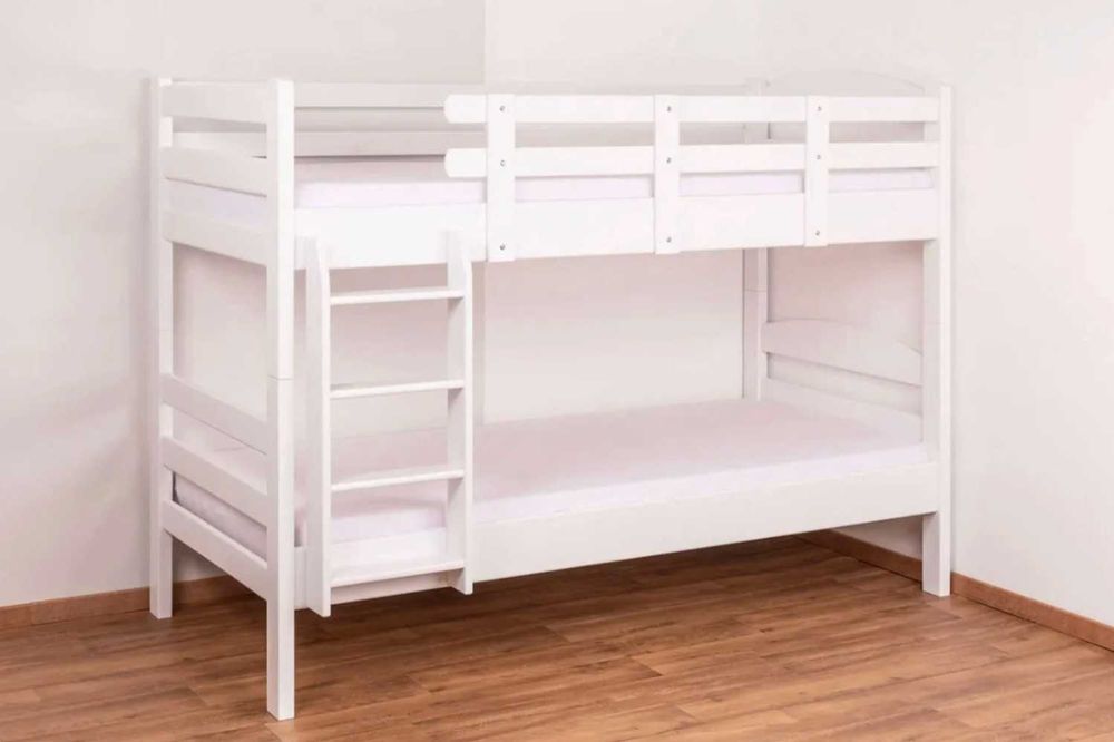 Двуетажно легло от Масив 90х200 - с подматарчни рамки в бял цвят