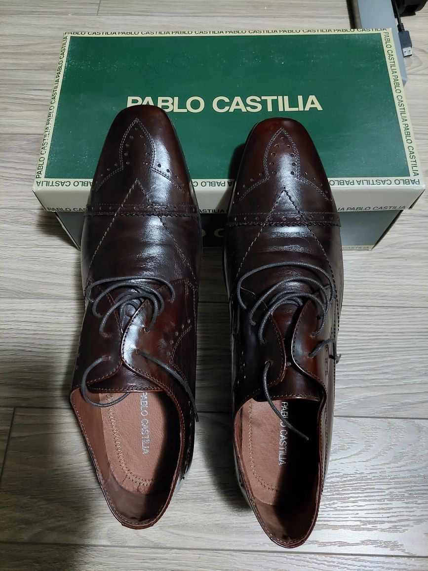 Pantofi barbati noi piele naturala 45 Pablo Castilia