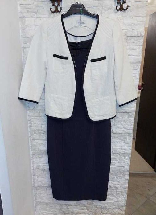 Sacou alb din in si bumbac