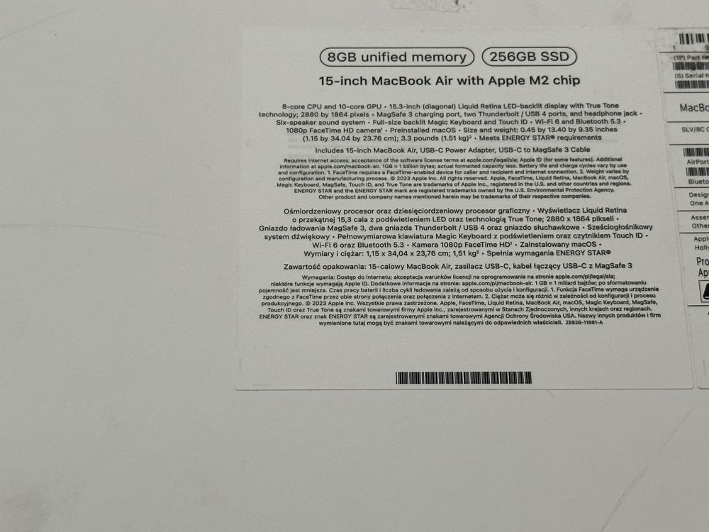 Нов/Запечатан Macbook Air 15 M2 2023 8GB Ram/256GB SSD-Гаранция