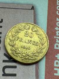 Moneda aur Franta 20 franci 1840 Louis Philippe