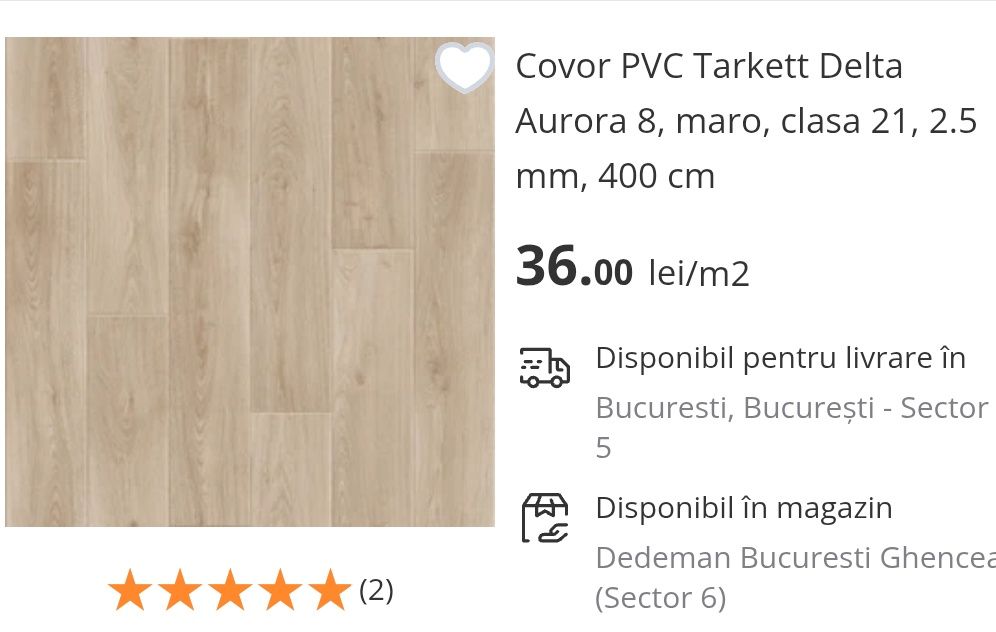 Covor PVC Tarkett Delta Aurora 8 linoleum 20 mp