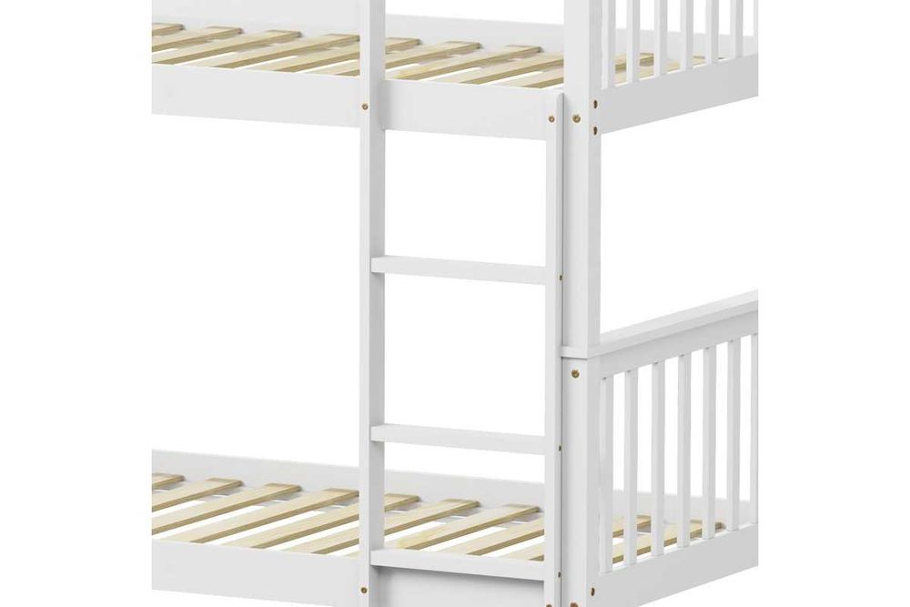 Детско двуетажно легло, Nani, Бял, Натурален, Дърво, 90х190см.