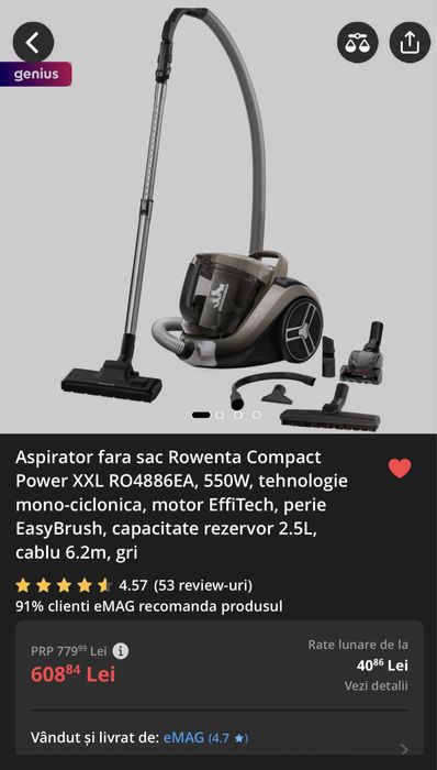 Aspirator Rowenta, sigilat, cu garantie