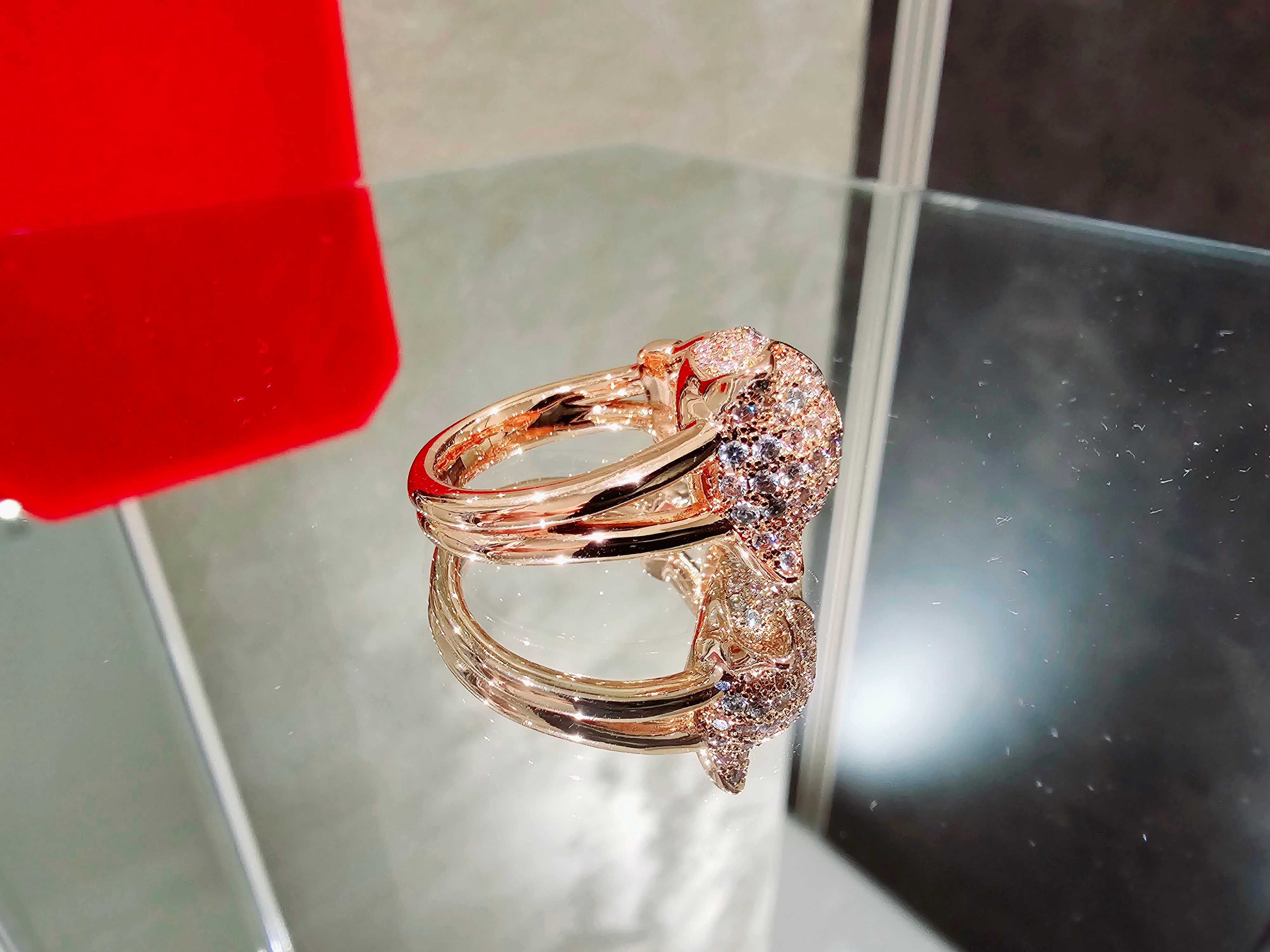 CARTIER Panthere de Cartier Rose Gold Paved Head Diamonds Пръстен
