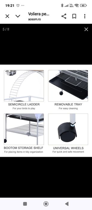 Vand voliera pentru păsări de talie medie