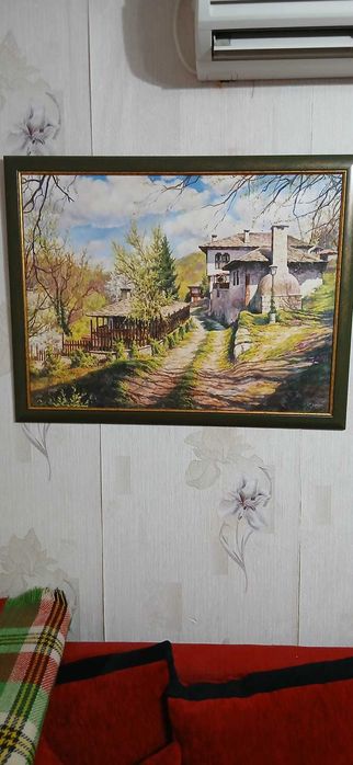 Картина - къща - худ. Яни Янев, 68 см. височина, 88 см. ширина
