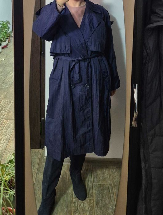 Trench albastru închis, XL modern