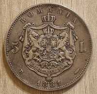 Moneda argint 5 lei 1881, Carol I