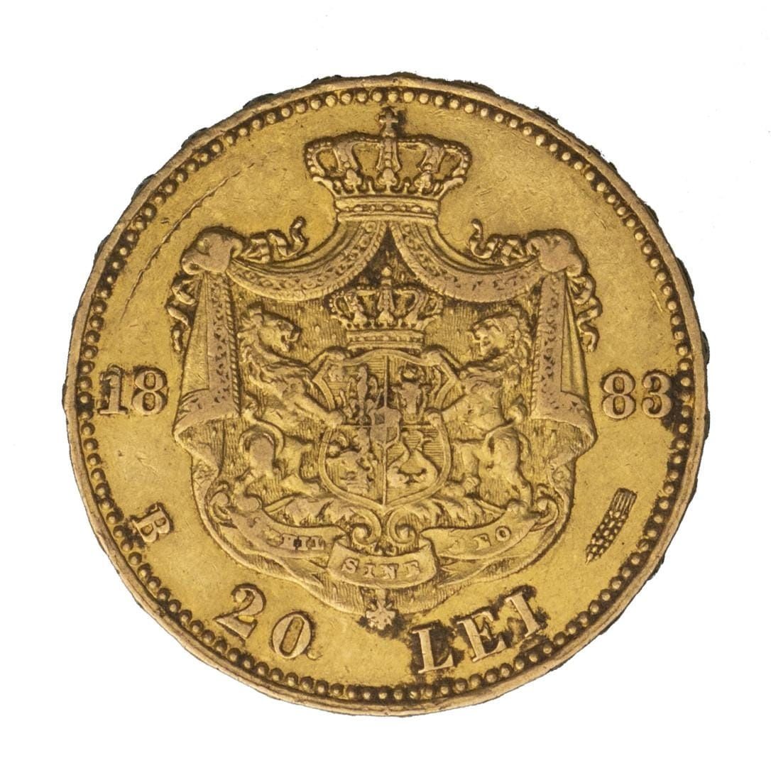 Moneda aur 20 lei 1883 Carol 1