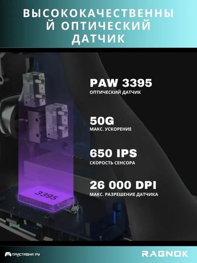 Беспроводная игровая мышь для шутеров ErgoStrike7 RAGNOK 3. 26000 dpi