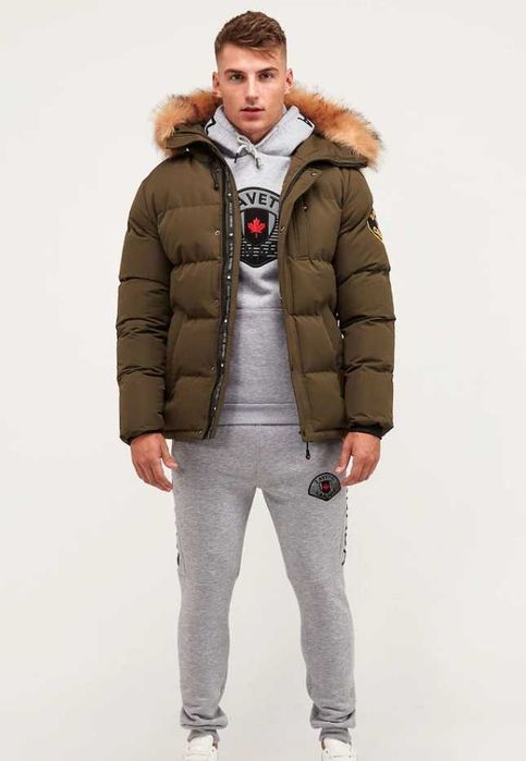 Geaca puf si pene parka XS S Zavetti Canada NOUA premium verde