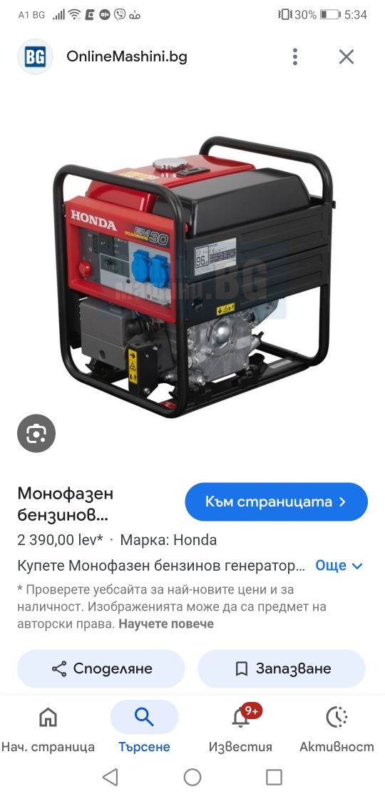 Инвенторен Генератор Honda EM30