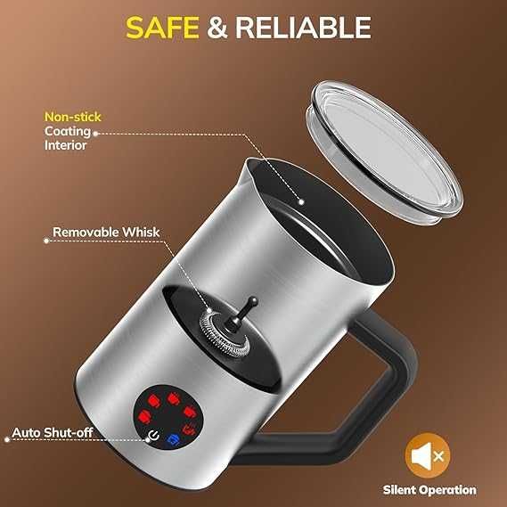 Разпенител за мляко Morpilot 6в1, 350мл,топла/студена пяна