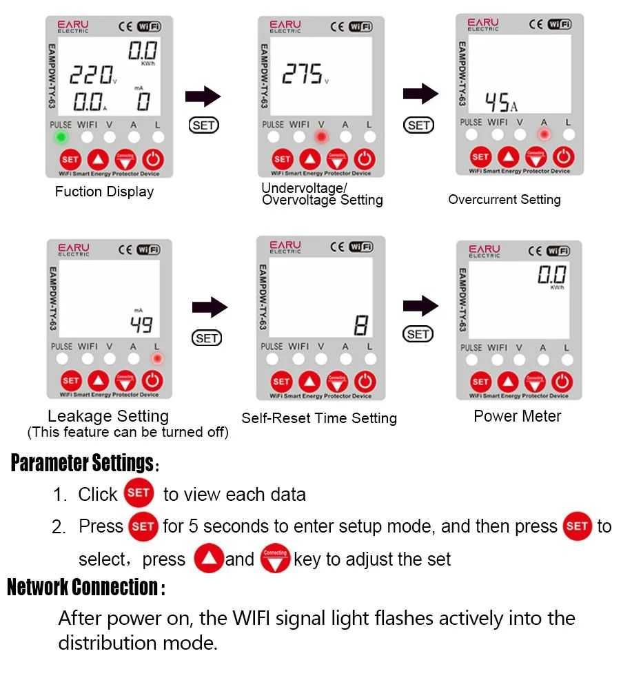 Смартметър Електромер 63A WI-FI Tuya Smart DIN шина, с много функции